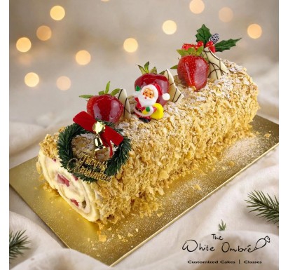Earl Grey Strawberry Shortcake Christmas Log