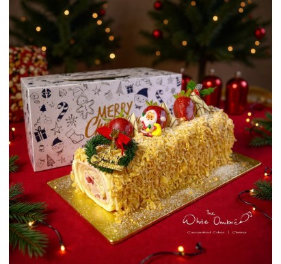 Earl Grey Strawberry Shortcake Christmas Log